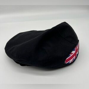 Angela & William hat black Ivy cap with British flag on the back 100% cotton